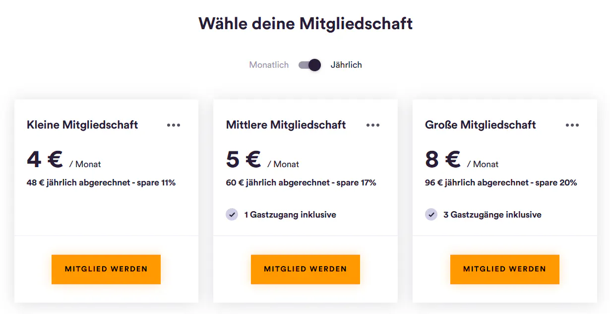 Preismodelle von podcast.de auf Steady